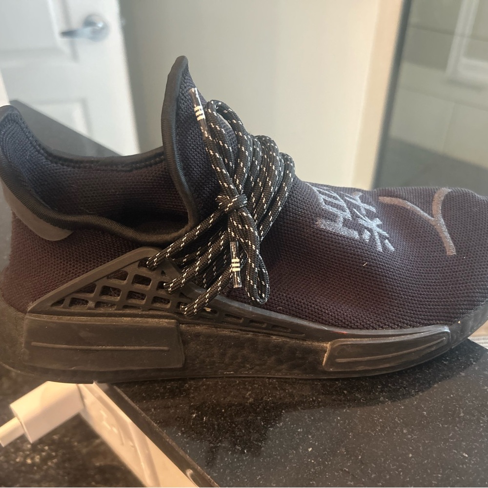 Adidas Black NMD Hu Sneakers with White Accents